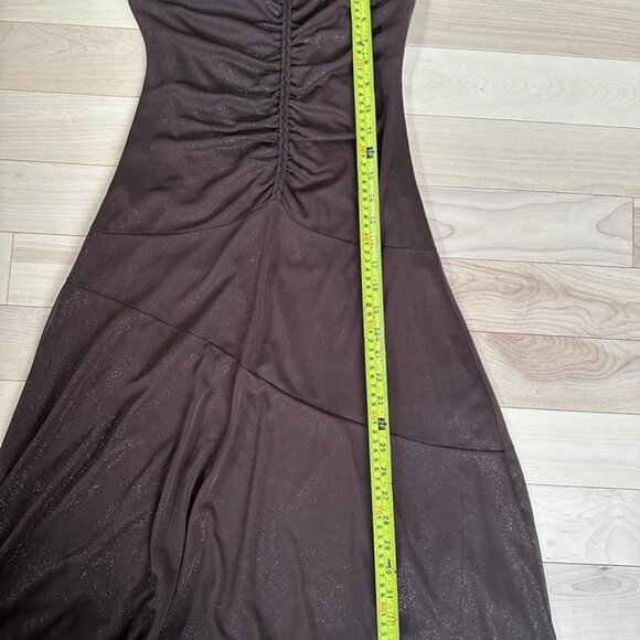 Vintage Le Château Y2K Brown Halter Dress – Made in Canada – Shimmery Gold Sheen - Picture 5 of 8